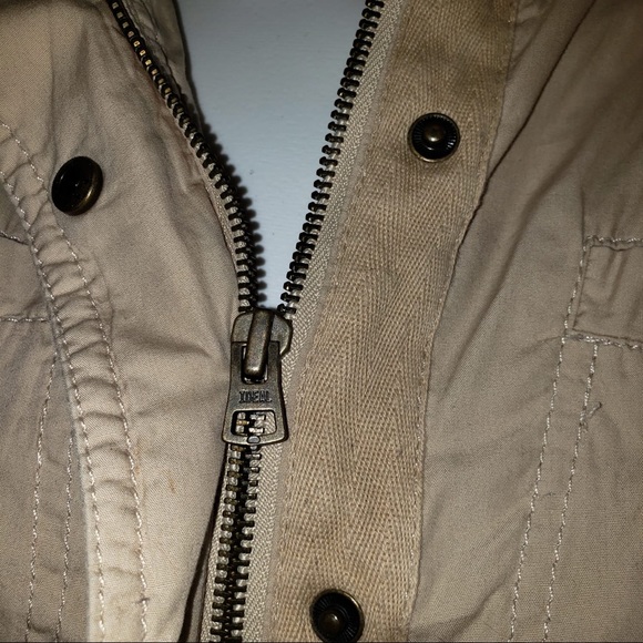 Express Casual Beige Tan Zip Up Utility Jacket - Picture 8 of 12